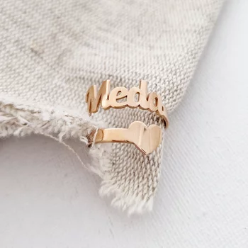 Ezüst Név és Szív Gyűrű 18K rozé arany bevonattal