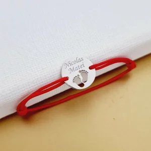 Személyre szabott karkötő - 12 mm penny vágott lábakkal - 14K White Gold - állítható zsinór