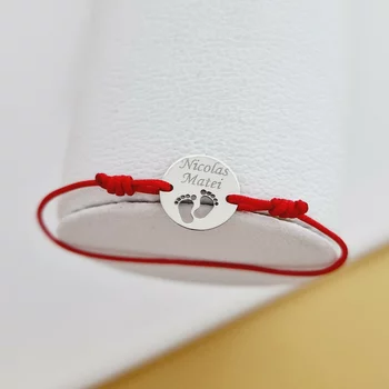 Személyre szabott karkötő - 12 mm penny vágott lábakkal - 14K Fehér Arany - állítható zsinór