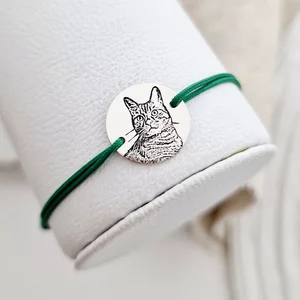 Gravírozott Fényképes Karkötő - Mindig Közel - 925 Sterling Ezüst - Állítható Zsinór