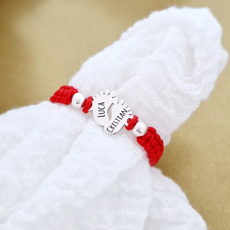 Személyre szabott karkötő - Lábak 2 golyóval 4 mm - Ezüst 925 - Állítható fonott zsinór