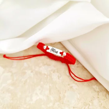 Ezüst Lemez Karkötő makramé zsinórral és 2 ezüst golyóval