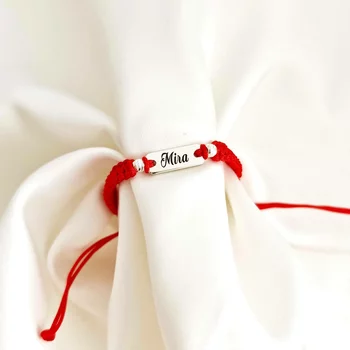 Ezüst Lemez Karkötő makramé zsinórral és 2 ezüst golyóval