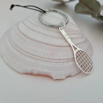 Ezüst Teniszütő Kulcstartó