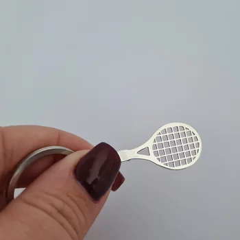 Ezüst Teniszütő Kulcstartó