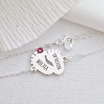 Személyre szabott lábkarkötő lánccal - 925 ezüst - Swarovski kristály