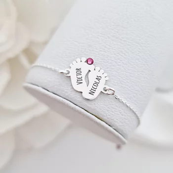 Személyre szabott lábkarkötő lánccal - 925 ezüst - Swarovski kristály