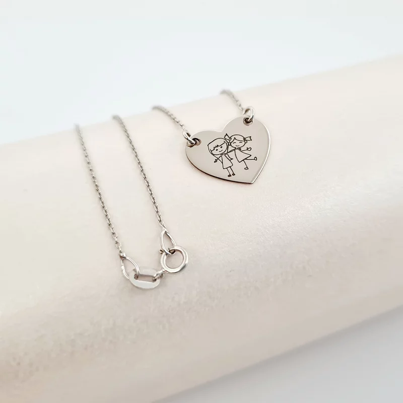 Személyre szabott lánc - 2 nővér/barát szív medál - Nővérek egy másik anyától - Ezüst 925