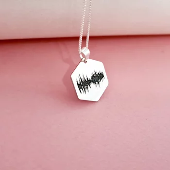 Ezüst Egységes Hatszögű Hangminta Nyaklánc