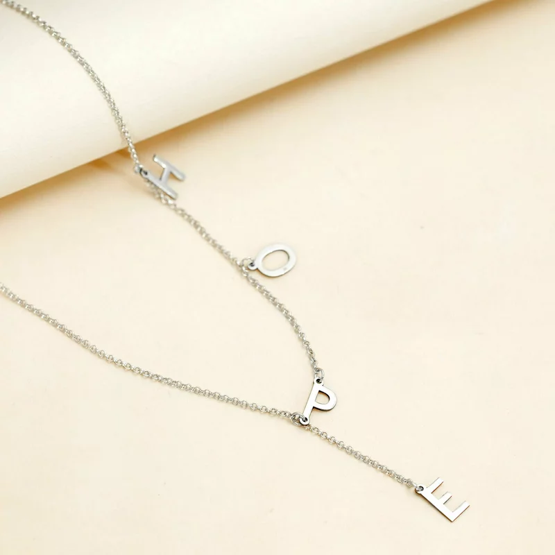 Személyre szabott lánc - HOPE szó - Y lariat minta - 925 ezüst