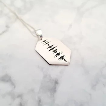 Ezüst Hatszögletű Hangminta Nyaklánc