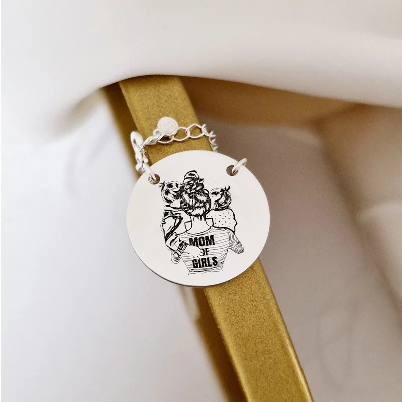 Személyre szabott lánc - Lányanyu - Penny medál 22 mm - Ezüst 925