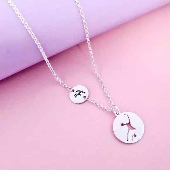 Ezüst Kivágott Csillagjegy és Monogram Nyaklánc