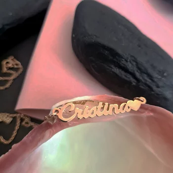 Személyre szabott lánc névvel és szív szimbólummal - Elegáns betűtípus - Ezüst 925 18K Rose Gold bevonattal