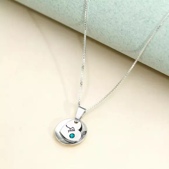 Konvex és Szív Ezüst Nyaklánc Swarovski kristállyal