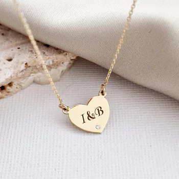 14K Szív Nyaklánc Gyémánttal