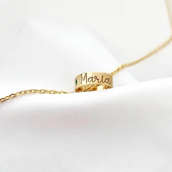 Személyre szabott nyaklánc - A Kapcsolódás Rezgései - Henger névvel és drágakővel - 925-ös Ezüst 18K Sárga arany bevonattal