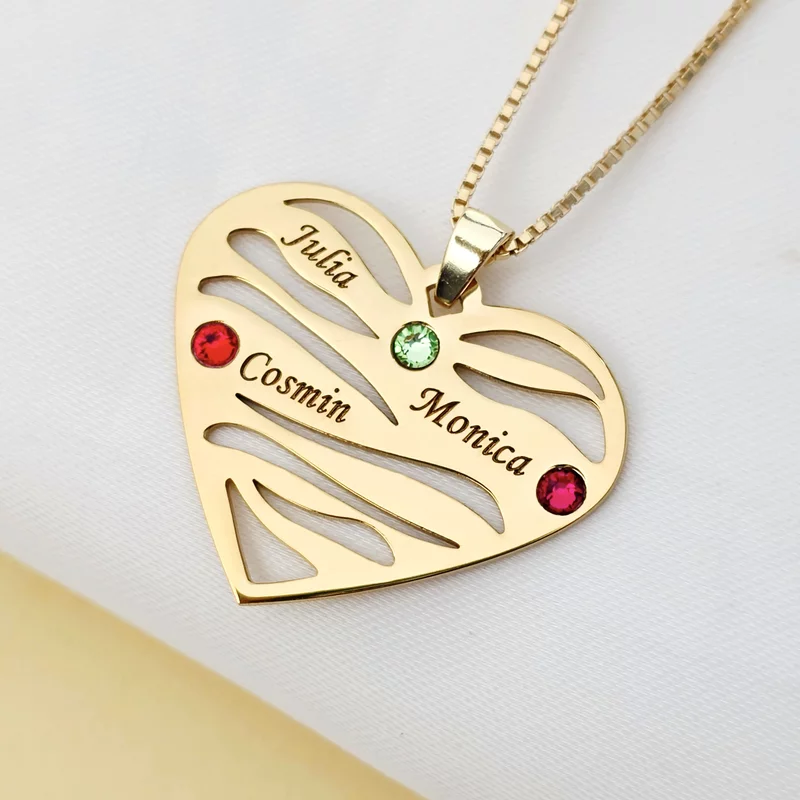 Szeretet Hullámok - 3 Név -  18K Sárga Aranyozott 925 Sterling Ezüst  Swarovski Kristály - Körkapocs