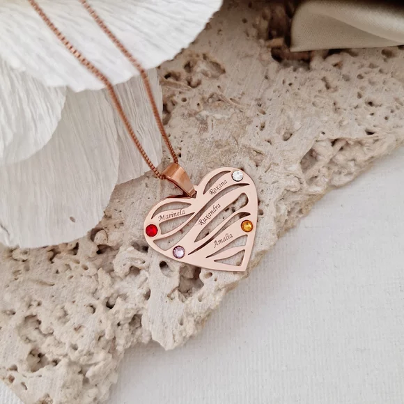 Szeretet Hullámok - 4 Név -  18K Rozé Aranyozott 925 Sterling Ezüst  Swarovski Kristály - Körkapocs