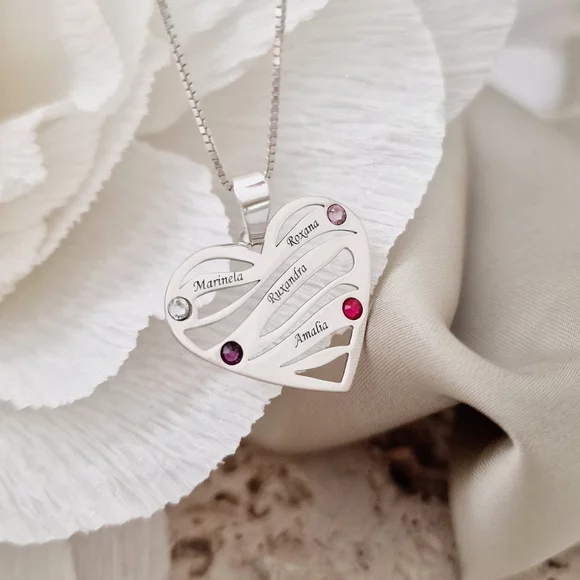Szeretet Hullámok - 4 Név -  925 Sterling Ezüst  Swarovski Kristály - Körkapocs