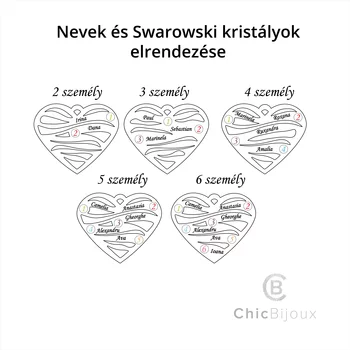 Szeretet Hullámok - 4 Név -  925 Sterling Ezüst  Swarovski Kristály - Körkapocs