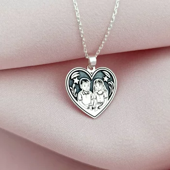 Szív Medálos Nyaklánc – Emlékeket őrző szív fiú és lány – 925 Sterling Ezüst - Forzatina Lánc