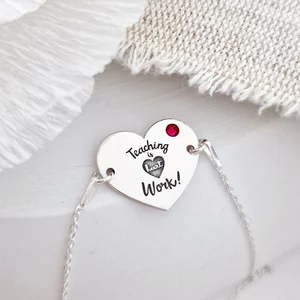 Ezüst Karkötő Lánccal és Swarovski kristállyal - Szívügyünk a tanítás - 925-ös Ezüst