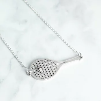 Teniszütő Nyaklánc - 925 Sterling Ezüst - Swarovski Kristály - Körkapocs