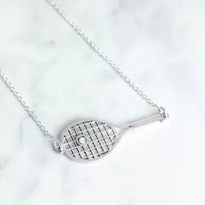 Teniszütő Nyaklánc - 925 Sterling Ezüst - Swarovski Kristály - Körkapocs