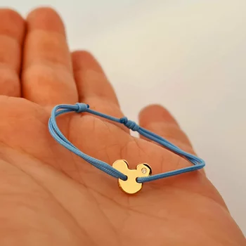 14K Egér Karkötő Gyémánttal és állítható zsinórral