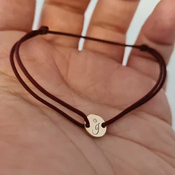 14K Érme Karkötő Gyémánttal és állítható zsinórral
