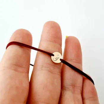 14K Érme Karkötő Gyémánttal és állítható zsinórral