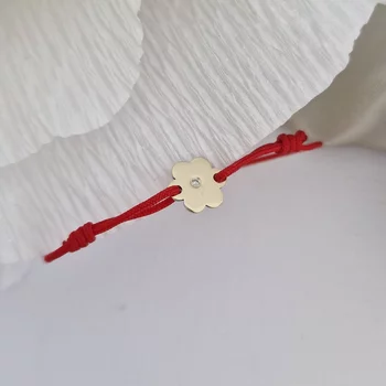 14K Virág Karkötő Gyémánttal és állítható zsinórral