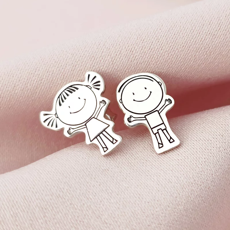 Testvér Fülbevaló - 925 Sterling Ezüst Kisfiú és Kislány  - Stekkeres