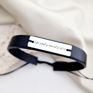 Tökéletes Férj és Édesapa - Bőr Karkötő Ezüst Lemezzel