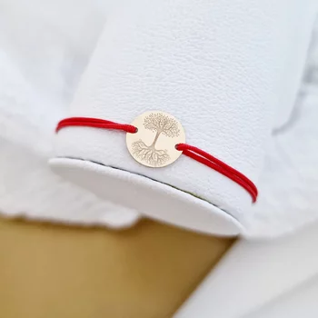 14K Tükrös Életfa Karkötő állítható zsinórral