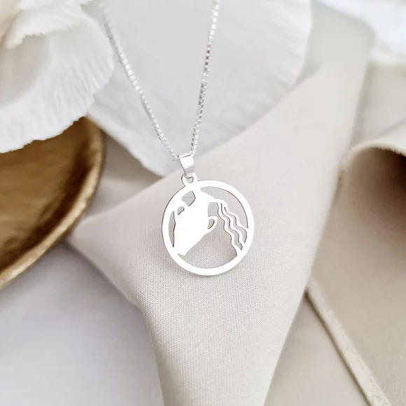 Vízöntő Csillagjegy Nyaklánc - 925 Sterling Ezüst - Körkapocs