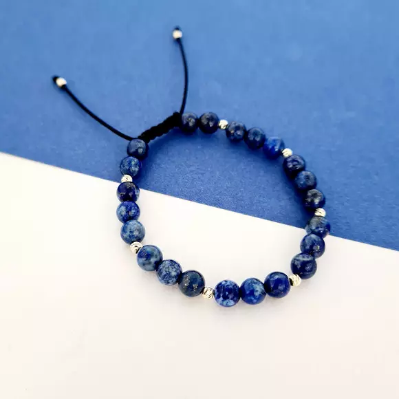 Bölcsesség Karkötő Lapis Lazuli kővel és 14K arany golyókkal