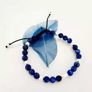Bölcsesség Karkötő Lapis Lazuli kővel és ezüst golyókkal