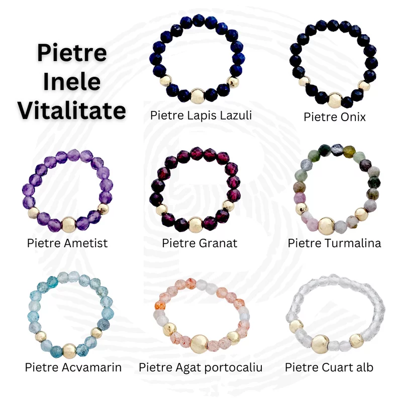 Inele Vitalitate DUO - Pietre semipretioase & Bilute Argint placat cu Aur Galben 18k picture - 6