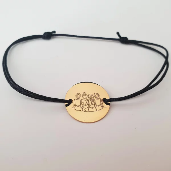 Bratara 4 surori / prietene - Argint 925 placat cu Aur 18k, snur reglabil