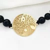 Bratara Arborele Vietii cu Yin&Yang – Argint 925 Placat cu Aur 18K, Onix Negru si Diamante Naturale