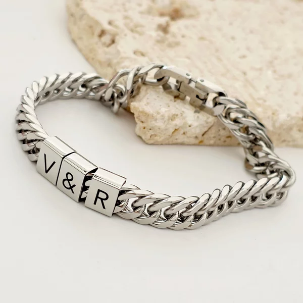 Bratara barbateasca Forta - Lant gros & Elemente personalizate - Otel Inoxidabil 316L