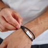 Bratara barbati - Placuta din Argint 925 personalizata - 3 straturi de piele impletita - inchizatoare inox