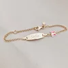 Bratara bebe - Placuta cu nume - Fluturas colorat si lantisor - Argint 925 placat cu Aur Galben 18K