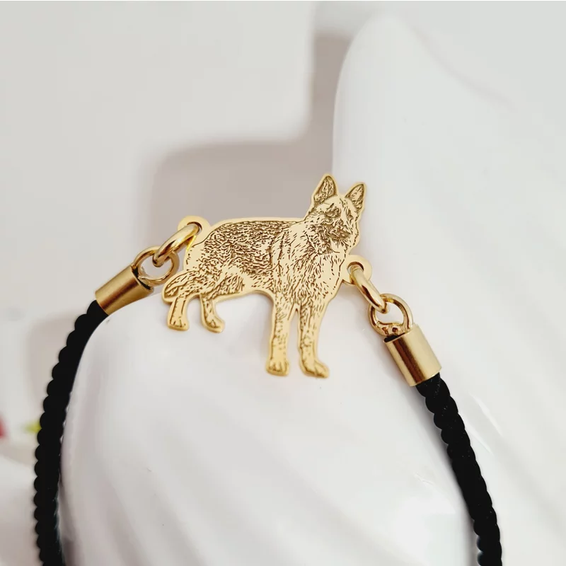 Bratara caine iubit - Personalizare cu poza - Argint 925 placat cu Aur Galben 18K - Snur gros, model fix picture - 4