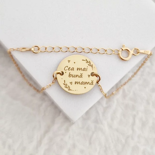 Bratara Cea mai buna mama - Argint 925 placat cu Aur Galben 18K, cu lantisor