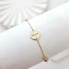 Bratara Chic Baby - Banut personalizat si Ursuleti cu email albastru - Lantisor ajustabil - Aur Galben 9K