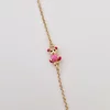 Bratara Chic Baby - Banut personalizat si Ursuleti cu email roz - Lantisor ajustabil - Aur Galben 9K