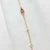 Bratara Chic Baby - Inima personalizata si Buburuze cu email roz - Lantisor ajustabil - Aur Galben 9K